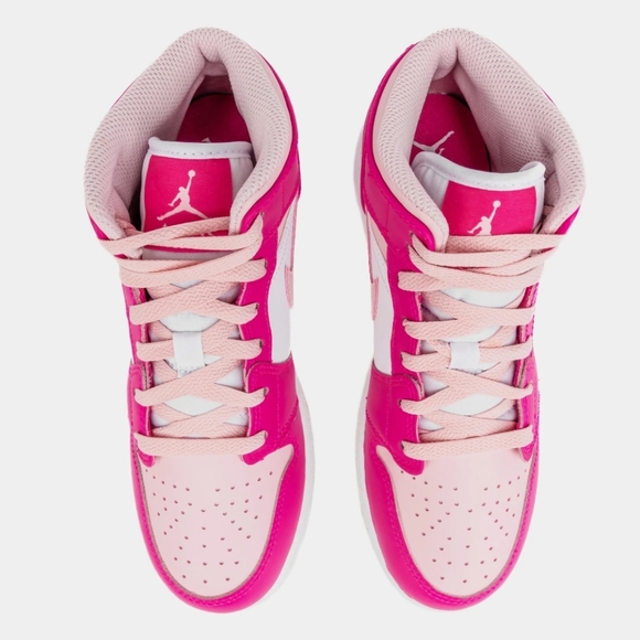 Air Jordan 1 Retro Mid Medium Soft Pink Grade School Lifestyle Shoes - Picture 3 of 16